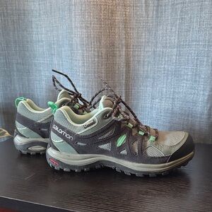 Salomon Teal and Charcoal Trail Shoes